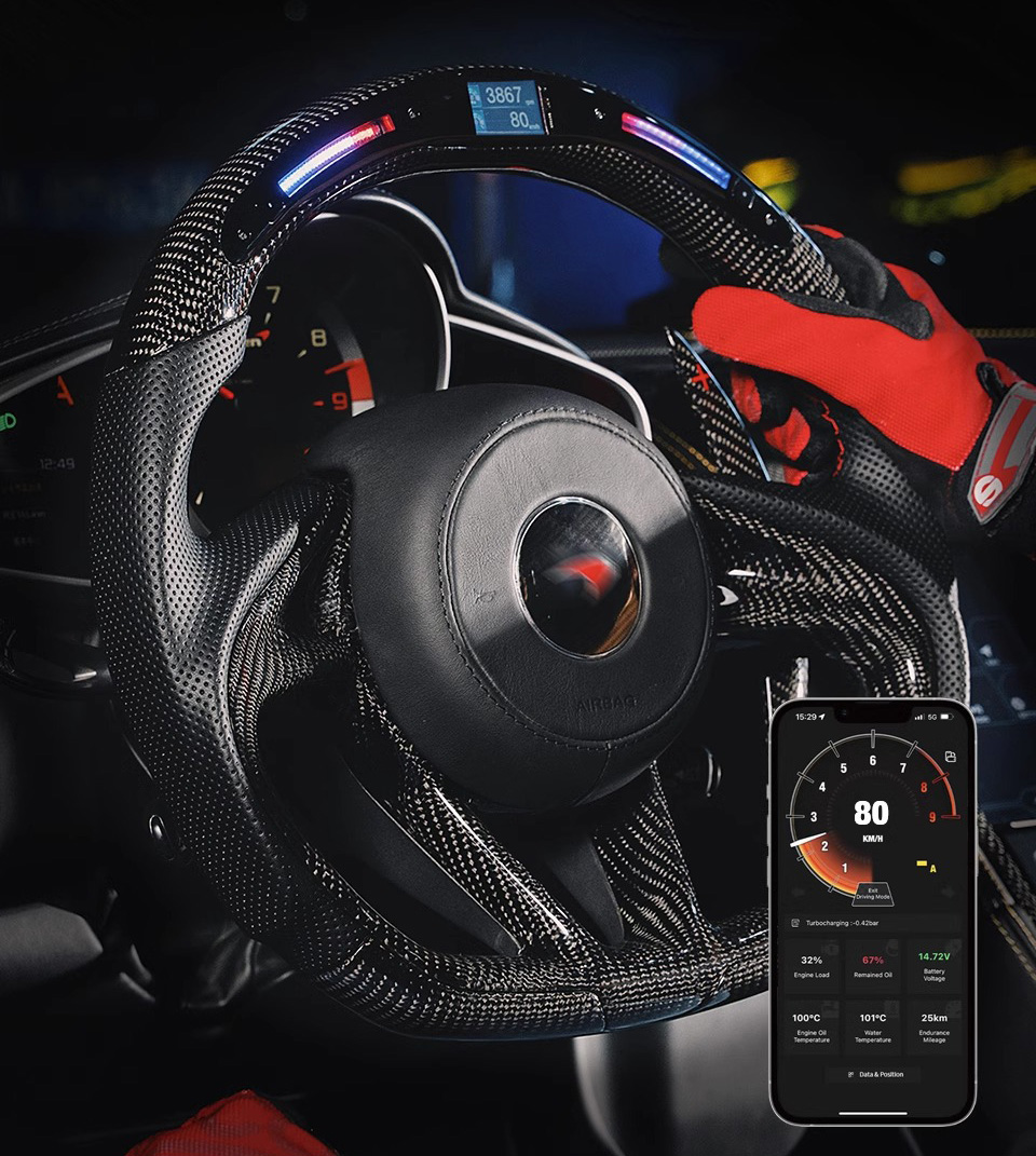LED Carbon Fiber Steering Wheel for BMW Benz Audi VW