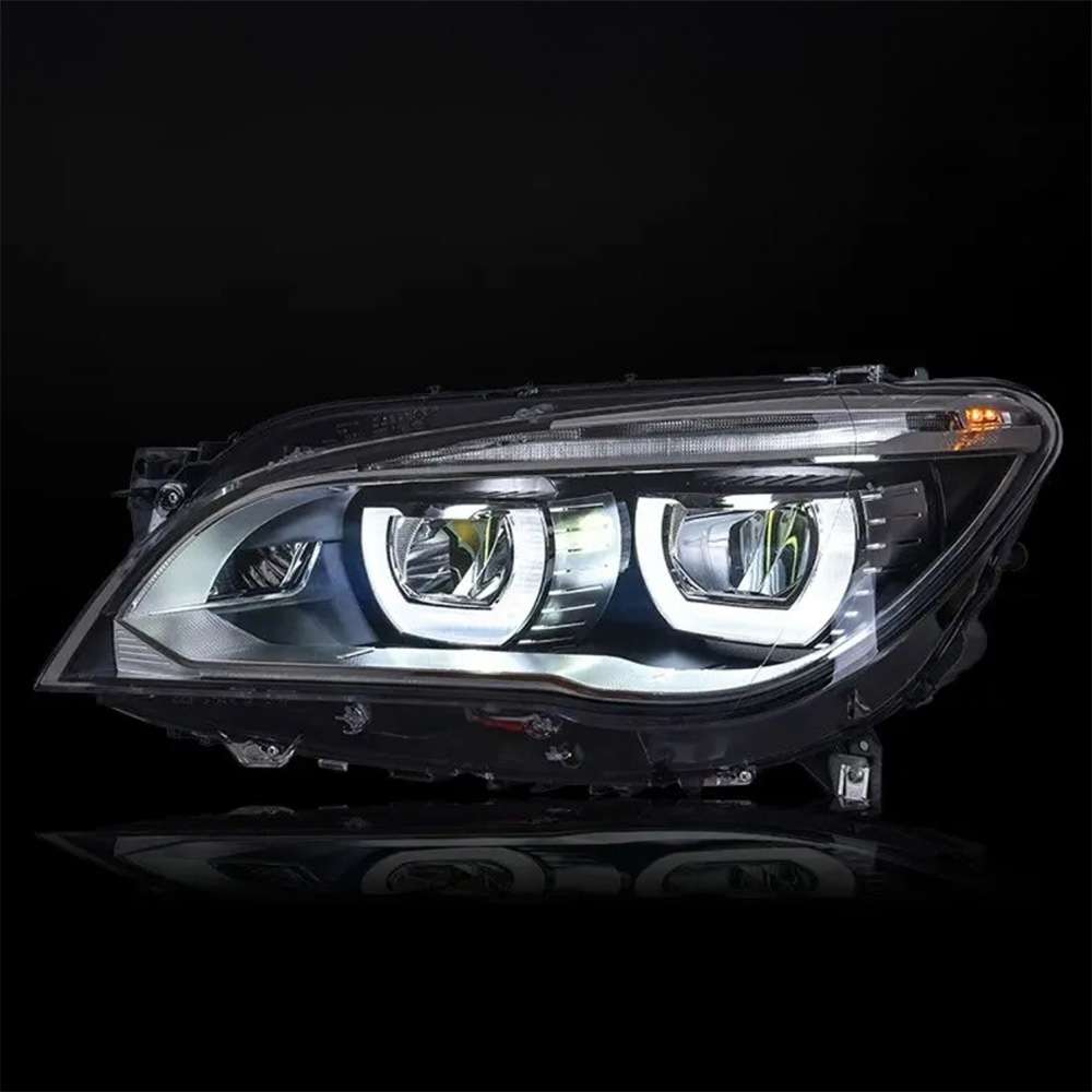 BMW F01 F02 M5 Style LED Headlights – 09-15 7 Series BMW 7 Headlight Assembly 09-15 F01 02 Modified M5 LED Double Blue Eyebrow