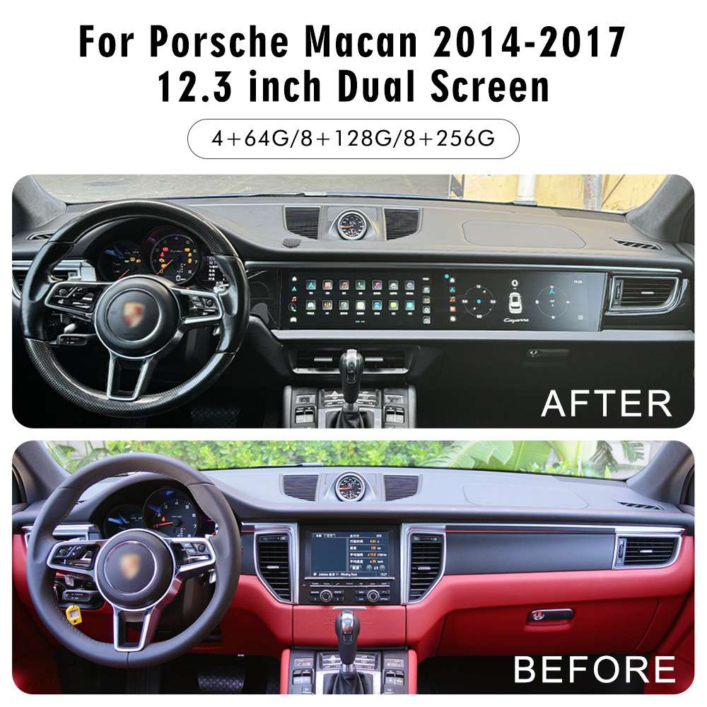 Porsche Macan Dual Screen Navigation Display 2014-2017 Porsche Macan dual screen 2014-17 upgraded new central control navigation HD screen