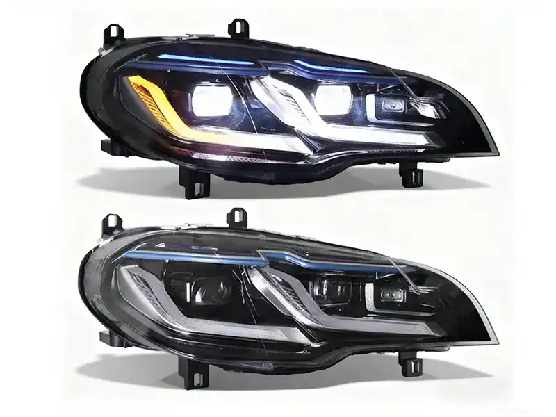 BMW X5 E70 headlight LED Laser Lens Blue Eyebrow 07-13 BMW X5 E70 headlight assembly