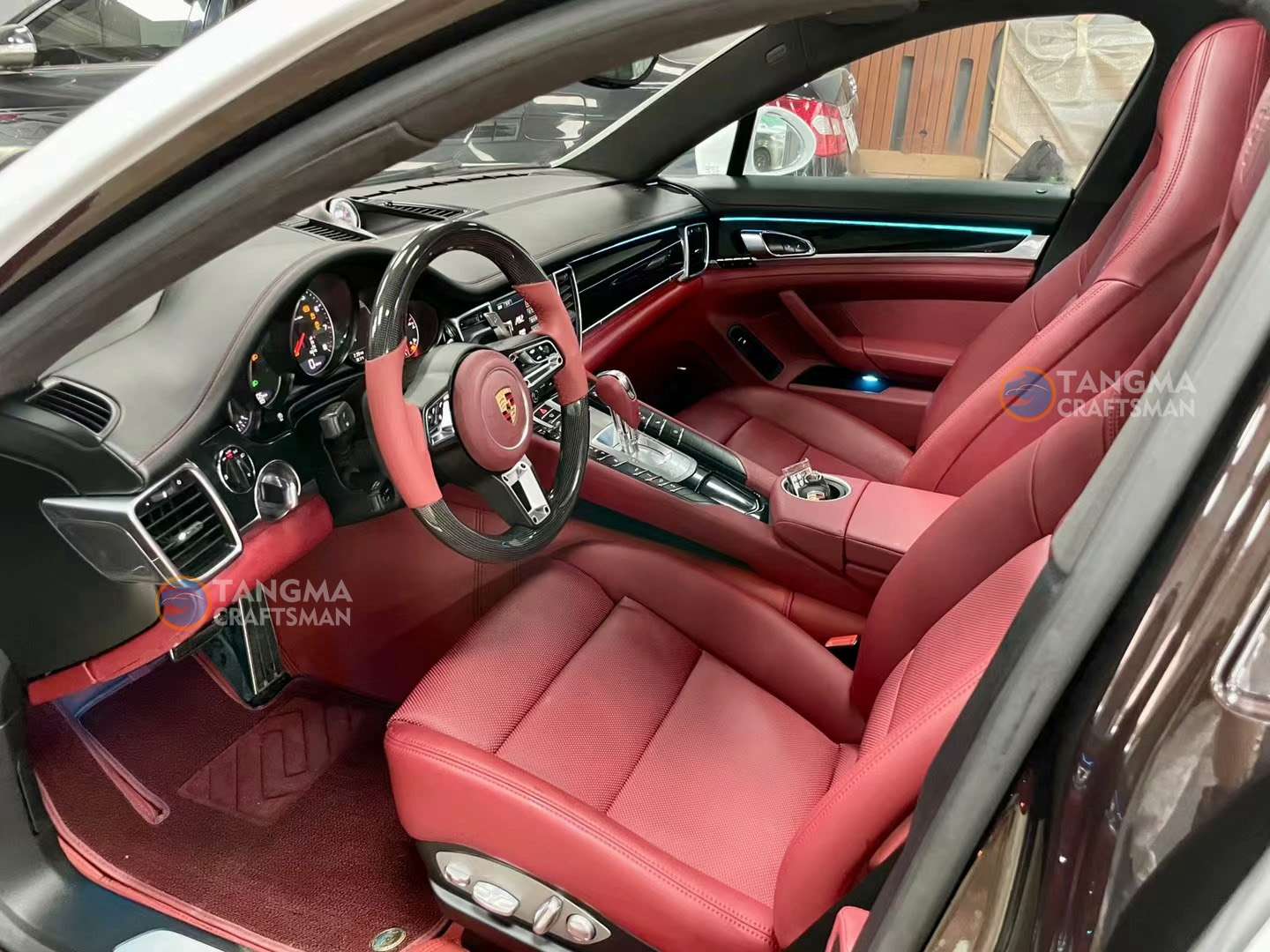 Porsche Macan Bordeaux Red Interior Kit: 1:1 OEM Leather image 10 product detail