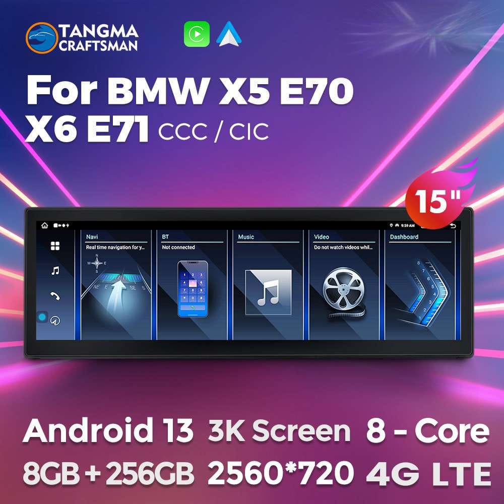 BMW X5 E70 X6 E71 Android Car Multimedia Screen 14.9 inch BMW X5 E70 X6 E71 Android 13 head unit 3K display upgrade。