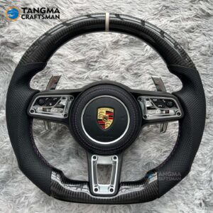 Porsche 911 Cayenne Carbon Fiber Steering Wheel Porsche Cayenne Macan Panamera carbon fiber steering wheel full range 12-point TUV certification reflow mark + original airbag non-destructive embedding