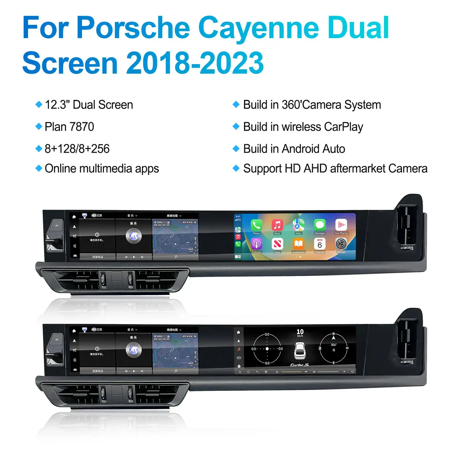 Porsche Cayenne Dual Screen Multimedia System 2018-2023 Porsche Cayenne Multimedia Dual