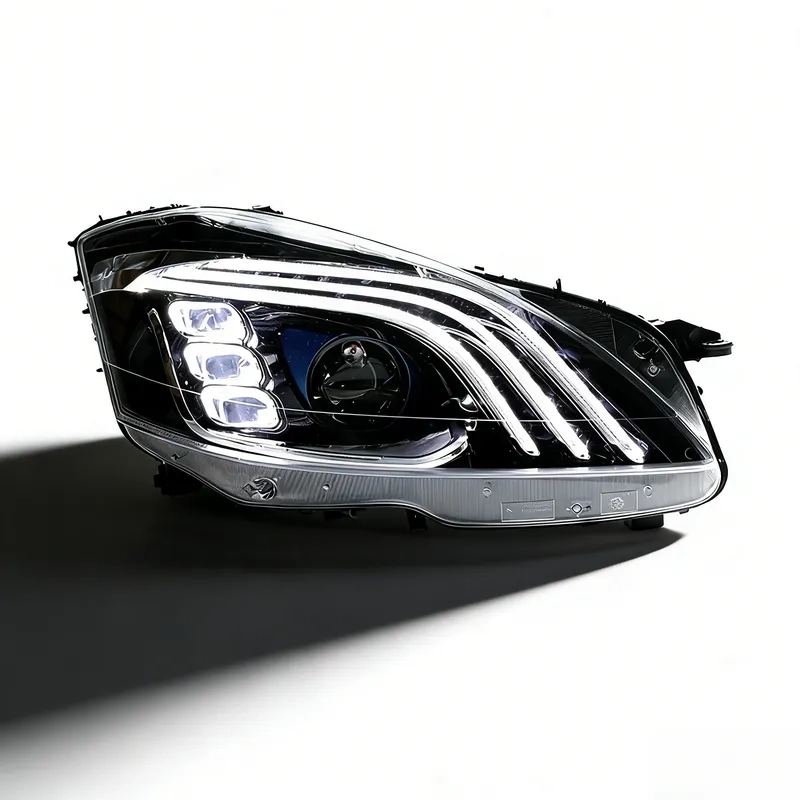Mercedes S-Class W221 LED Headlights 2006+ 06+ Mercedes S-Class LED Headlights W221 3-Bar DRL