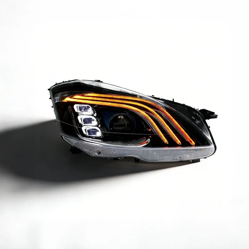 Mercedes S-Class W221 LED Headlights 2006+ 06+ Mercedes S-Class LED Headlights W221 3-Bar DRL