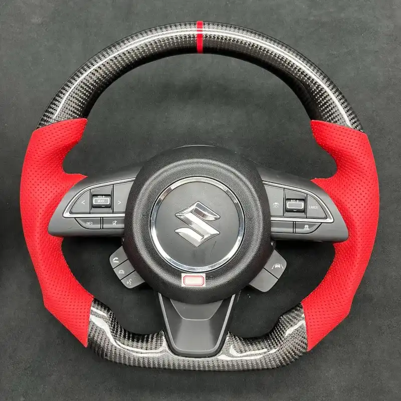 Suzuki Jimny Leather Carbon Fiber Steering Wheel Suzuki Jimny custom carbon fiber steering wheel with leather grip