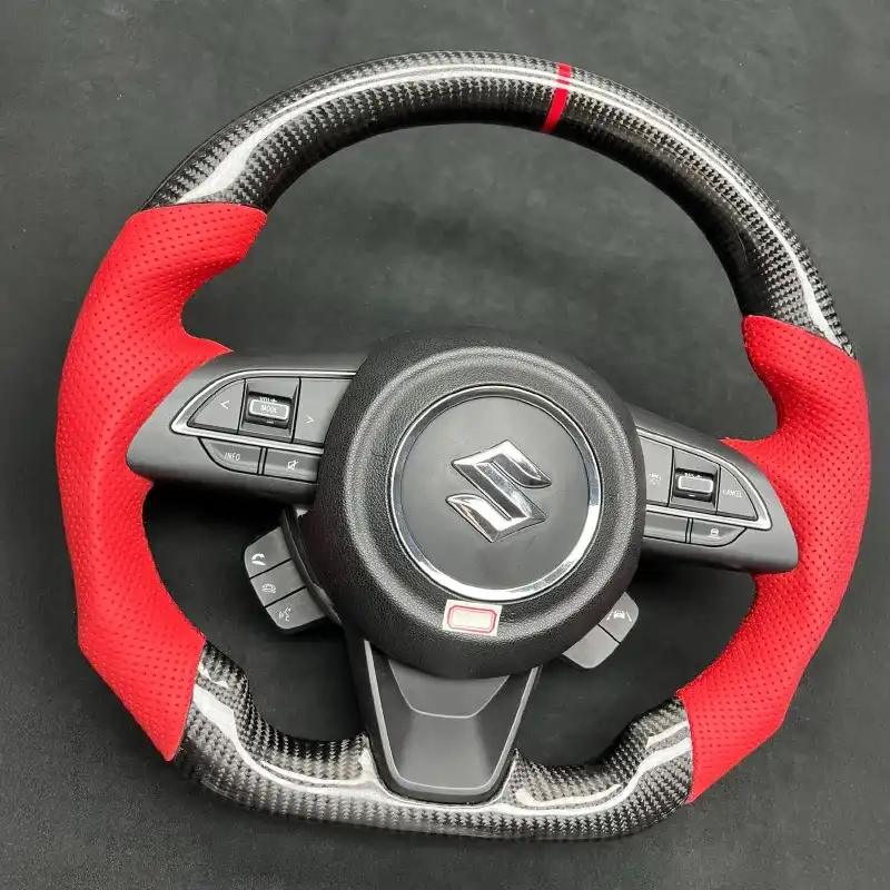 Suzuki Jimny Leather Carbon Fiber Steering Wheel Suzuki Jimny custom carbon fiber steering wheel with leather grip