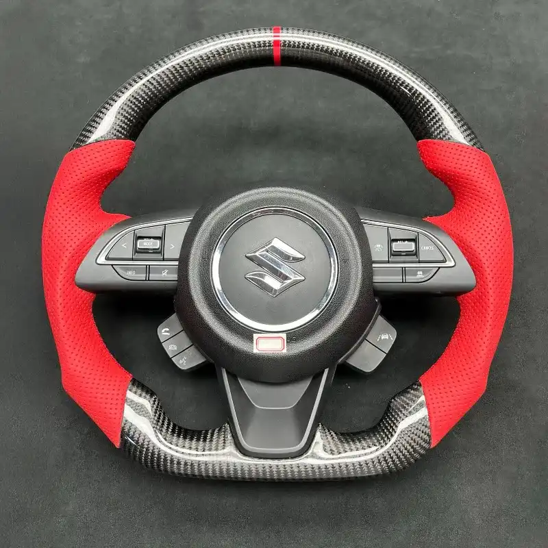 Suzuki Jimny Leather Carbon Fiber Steering Wheel Suzuki Jimny custom carbon fiber steering wheel with leather grip