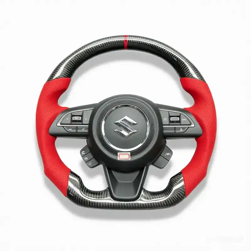 Suzuki Jimny Leather Carbon Fiber Steering Wheel Suzuki Jimny custom carbon fiber steering wheel with leather grip