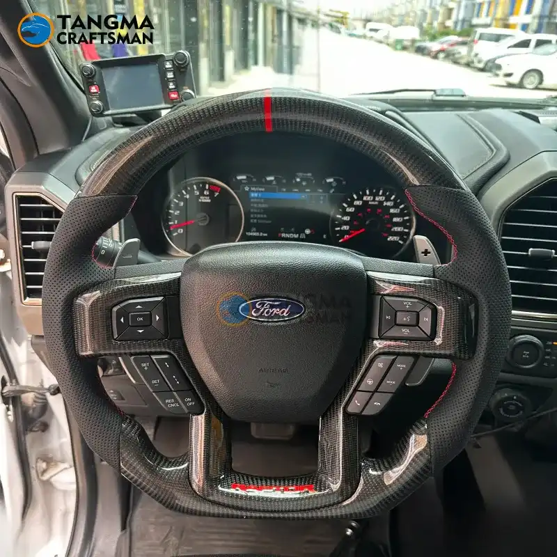 Ford Raptor Carbon Fiber Steering Wheel Trim Kit Ford F-150 Raptor interior carbon fiber upgrade kit with steering wheel