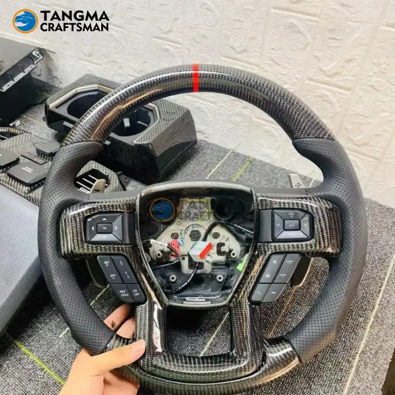 Ford Raptor Carbon Fiber Steering Wheel Trim Kit Ford F-150 Raptor interior carbon fiber upgrade kit with steering wheel