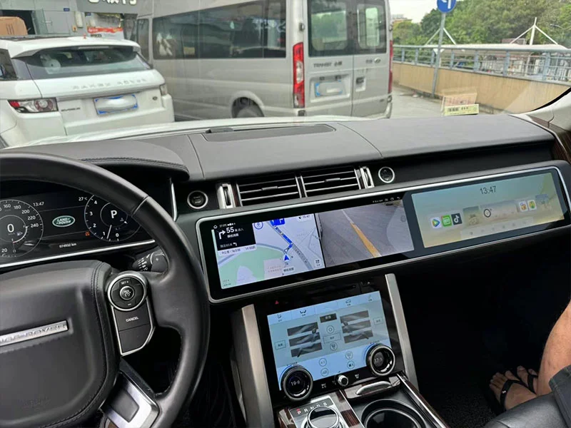 2013–2018 Range Rover & Range Rover Sport 15.9-Inch Dual-Screen Android Navigation and Climate Control Upgrade 2013–2018 Range Rover & Range Rover Sport