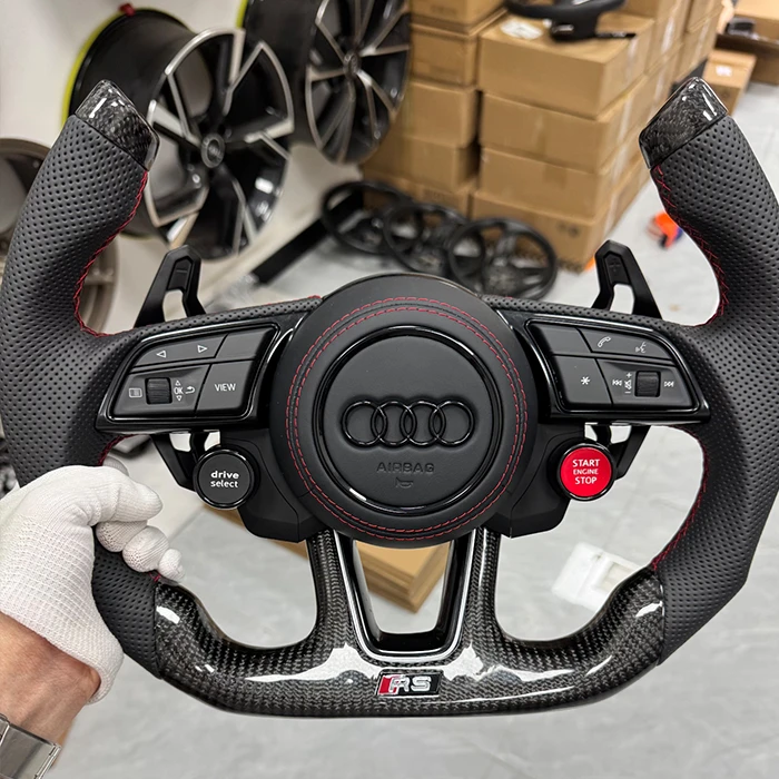Audi RS Carbon Fiber F1-Style Steering Wheel Assembly – Custom Racing Steering Wheel with Paddle Shifters Audi racing steering wheel