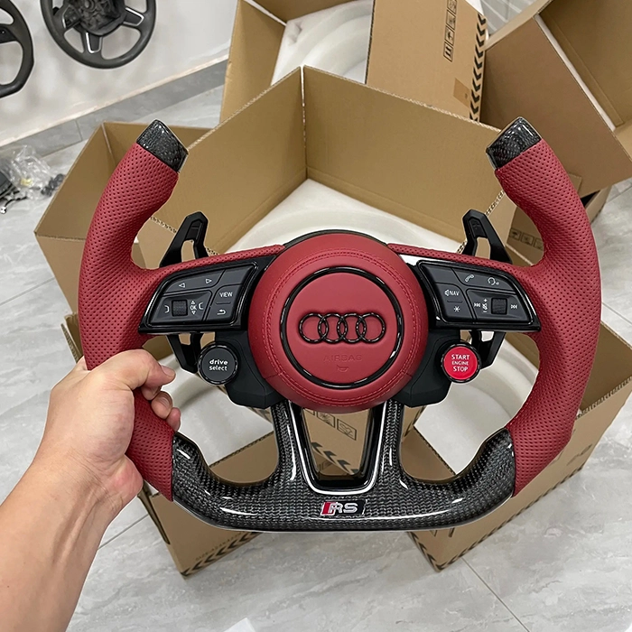 Audi RS Carbon Fiber F1-Style Steering Wheel Assembly – Custom Racing Steering Wheel with Paddle Shifters Audi racing steering wheel